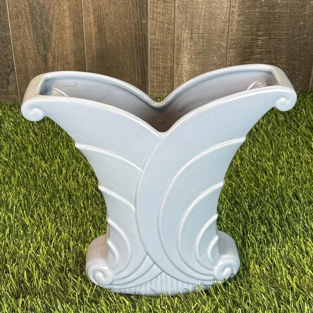 Vintage‎ Abingdon Pottery Vase 513 Blue Art Deco USA Ceramic Flower Vase